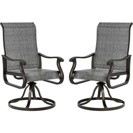 Patio Swivel Dining Chairs Set of 2 Outdoor High Back Rocking Chairs