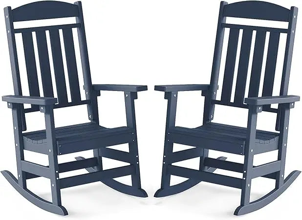Patio Rocking Chairs Set of 2 HDPE All Weather Outdoor Rockers