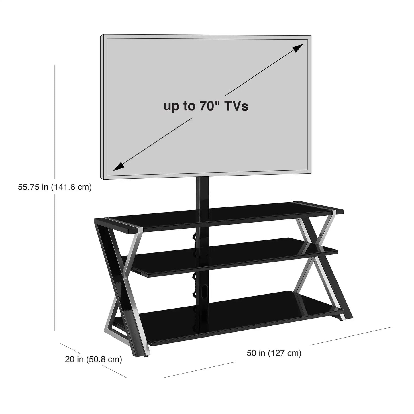 3-in-1 Television Stand for TVs up to 70 Inch Modern Design