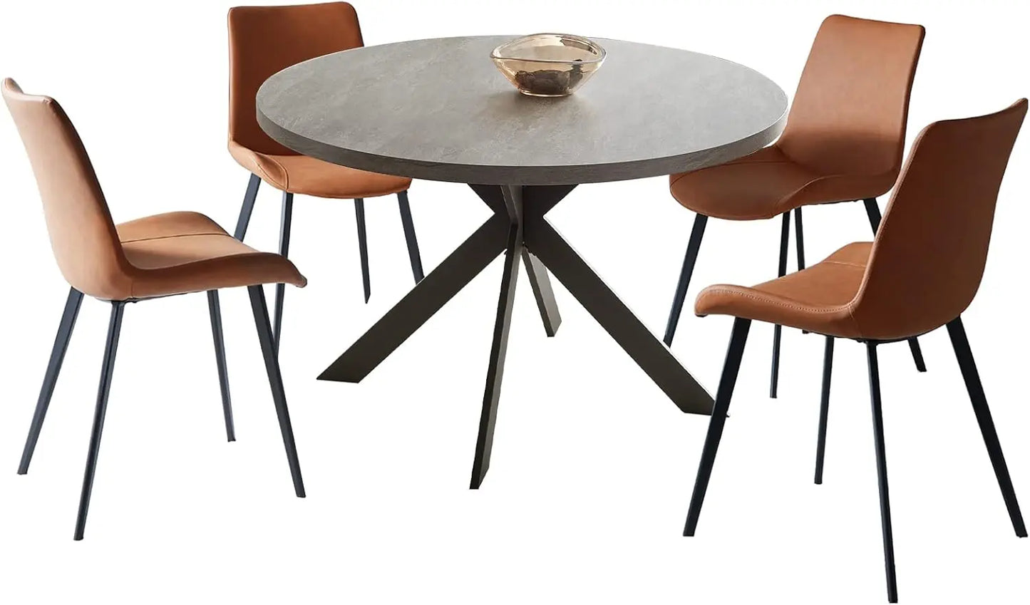 47 Inch Round Dining Table Set Mid Century Modern Kitchen Table for 4-6