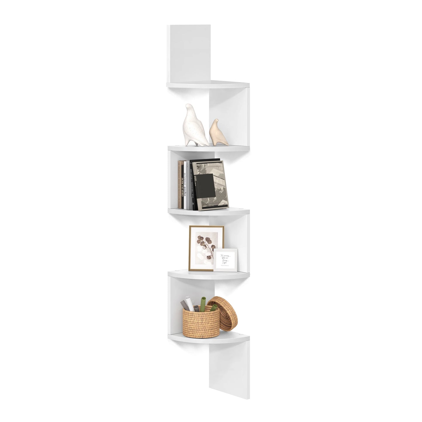 Ljustra 5-Tier Floating Corner Shelf Wall Mount Bookshelf Plant Stand