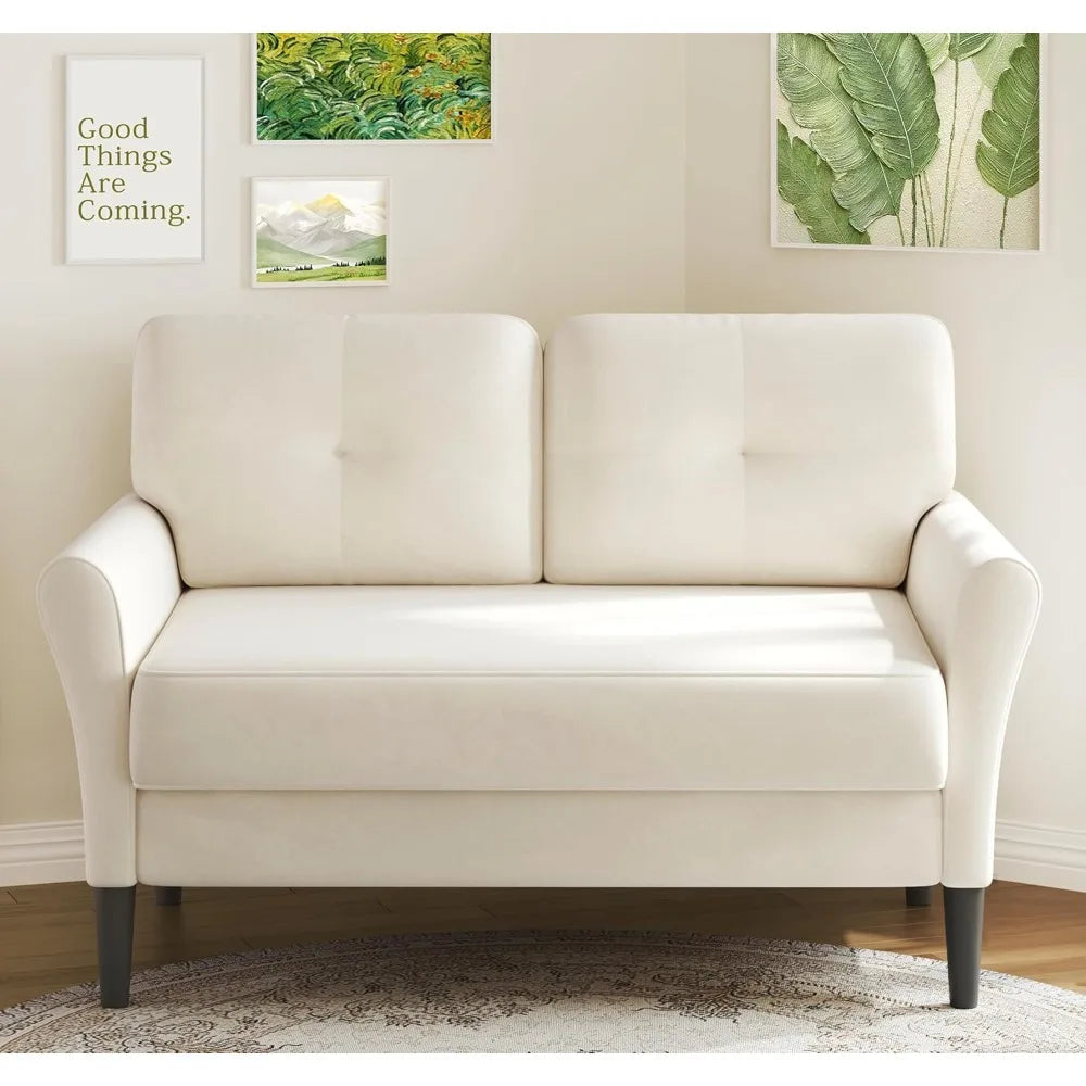 Ljustra 48 Inch Loveseat Sofa Velvet Couch Comfy for Living Room