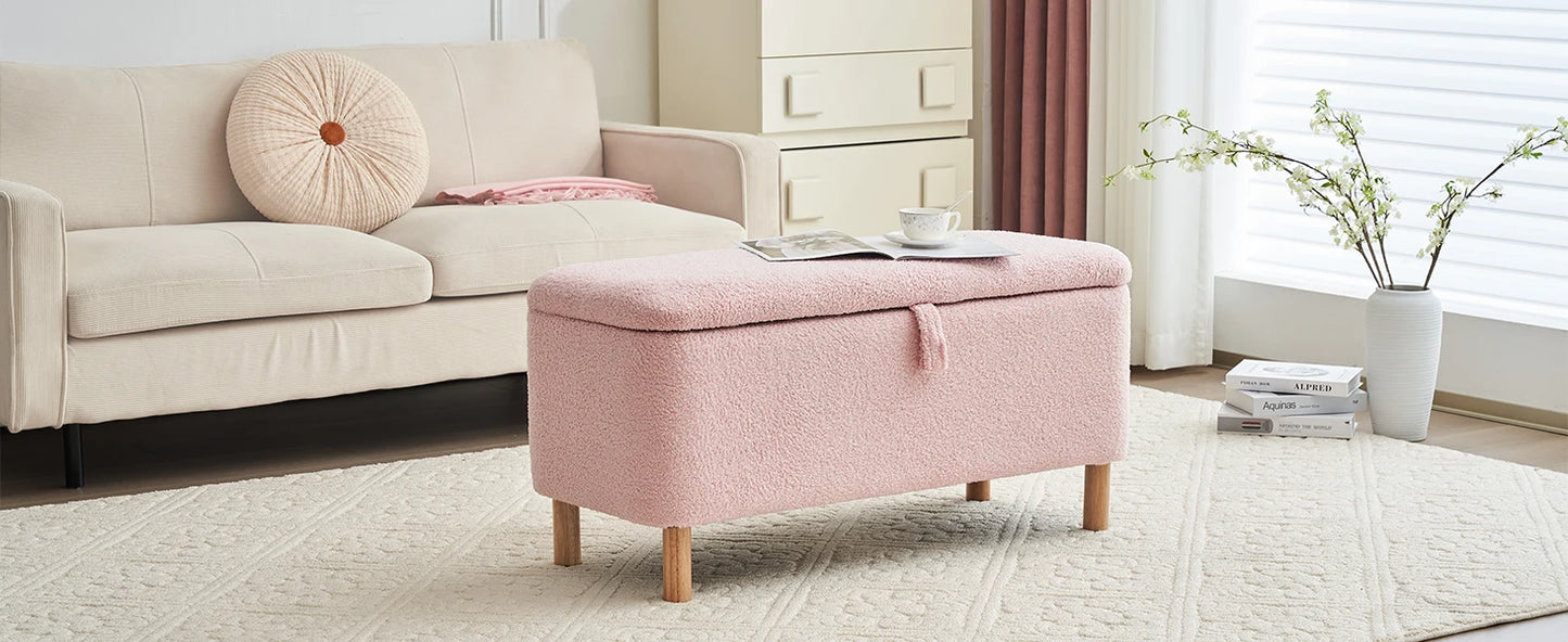 Boucle Storage Ottoman Bench for Bedroom Entryway Home Decor