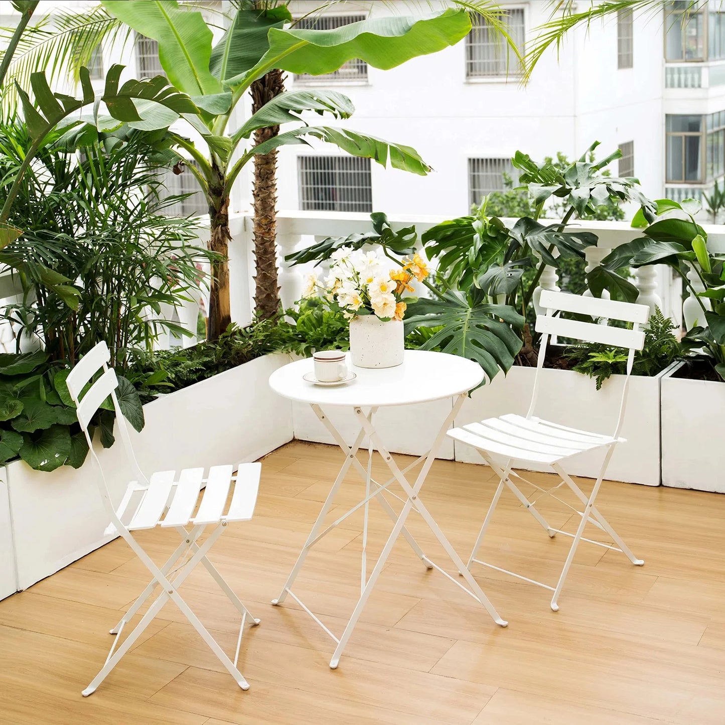 Ljustra Patio Bistro Set Outdoor Folding Garden Furniture 3-Piece