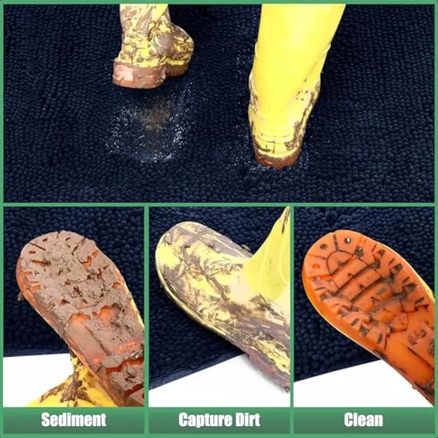 Chenille Absorbent Outdoor Doormat Washable Non Slip Dog Mat 30x20