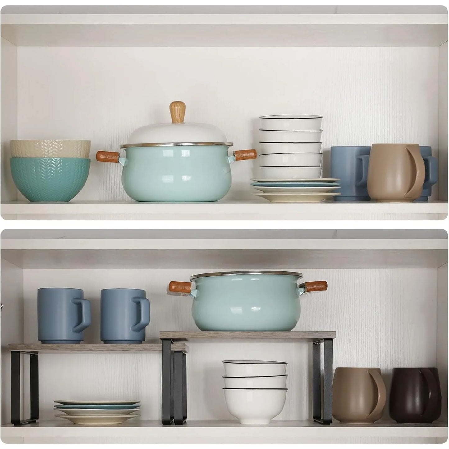 Stackable Expandable Kitchen Spice Rack Organizer Set of 4 Grey