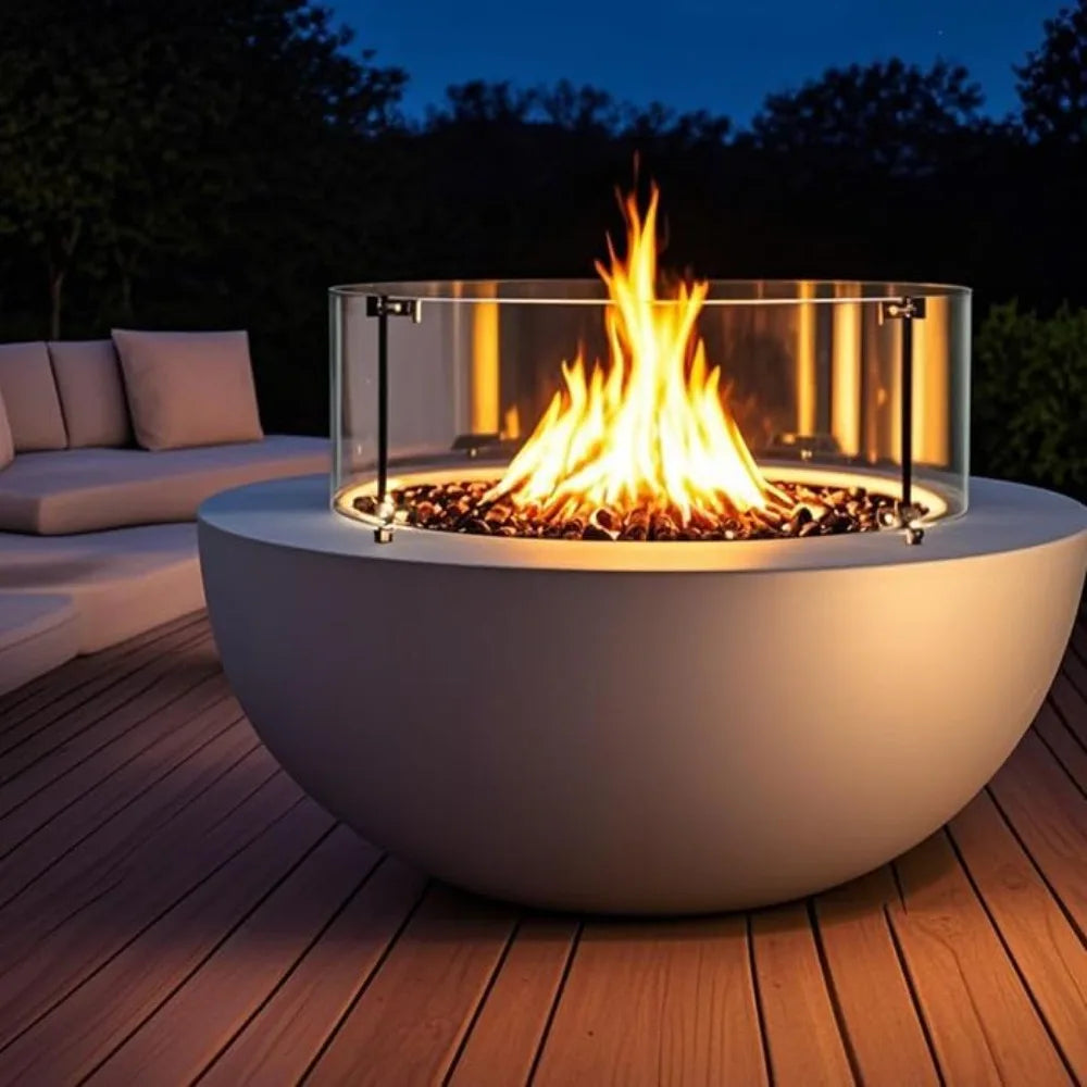 31.5 Inch Outdoor Propane Fire Pit Table With Tank Cover 50000 BTU