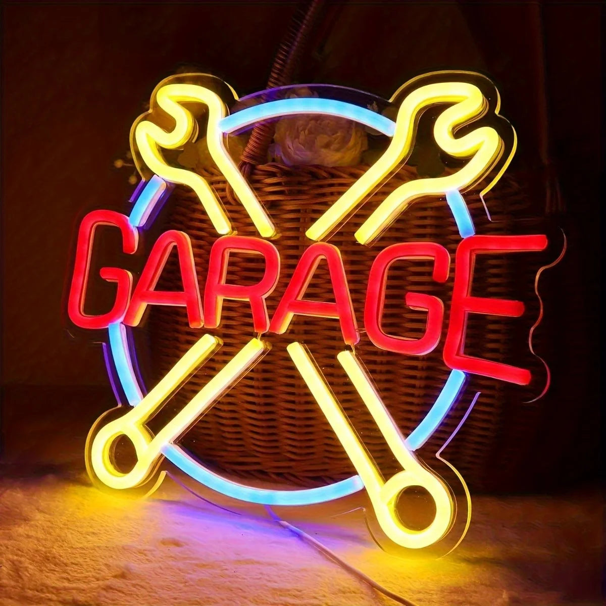 Garage Neon Sign LED Light for Man Cave Auto Repair Shop Decoration