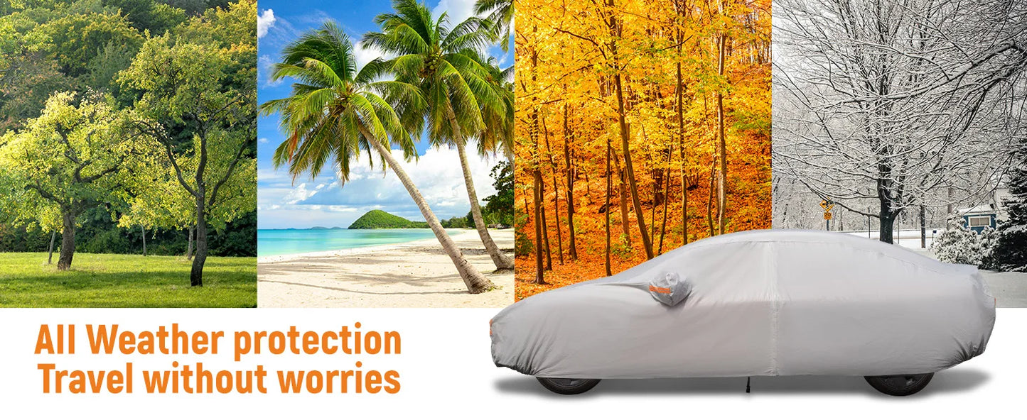 White Full Car Cover Waterproof Dustproof Outdoor Indoor Sedan Accessories