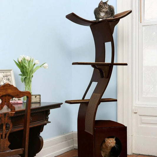 Ljustra Multi-Level Modern Cat Tower Indoor Cat Tree with Scratching Post