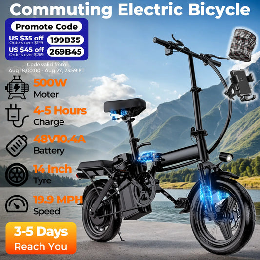 Ljustra 500W Adult Electric Bike 20MPH 48V 12Ah Folding Bike