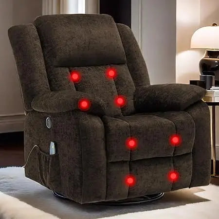 360° Swivel Rocker Recliner Chair with Massage and Heating Function