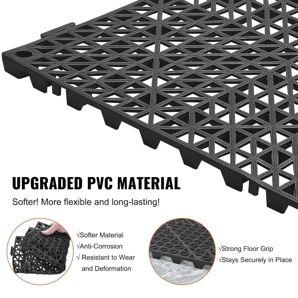 Interlocking Tile 50PCS Non-Slip Drainage Mats for Bathroom Kitchen Pool