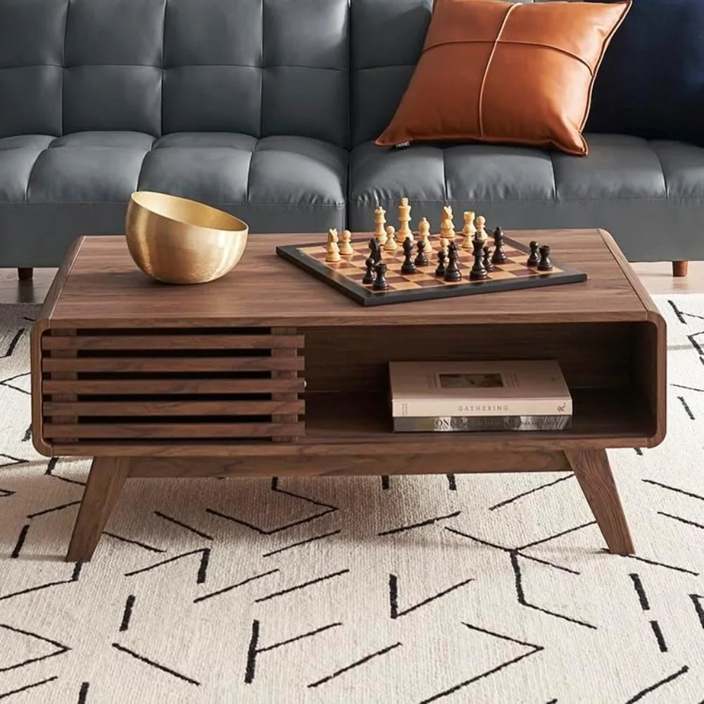 Ensley Coffee Table with Storage Mid Century Modern Living Room Furniture