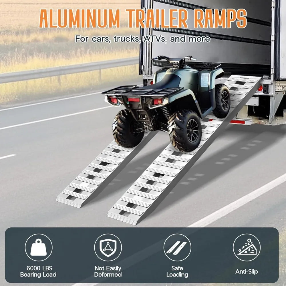 Jocisland 2 PCS Heavy Duty Aluminum Trailer Ramps 6000 LBS Capacity