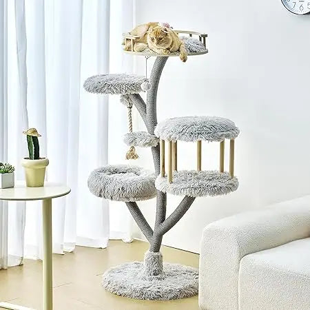 KAMABOKO 60.2" Tall Cat Tree Luxury Condo for Large Cats Scratching Post