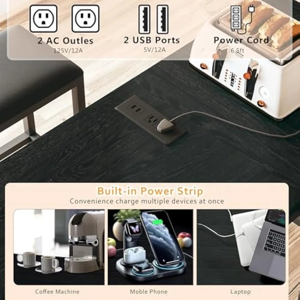 Ljustra Bar Table and Chairs Set Convertible Space-Saving Kitchen Furniture