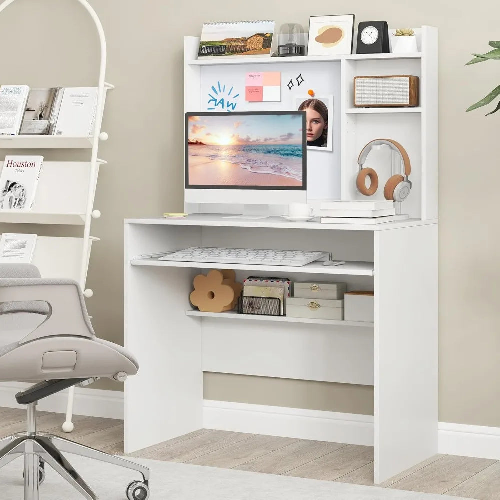 Ljustra Space Saving Computer Desk with Hutch and Magnetic Whiteboard