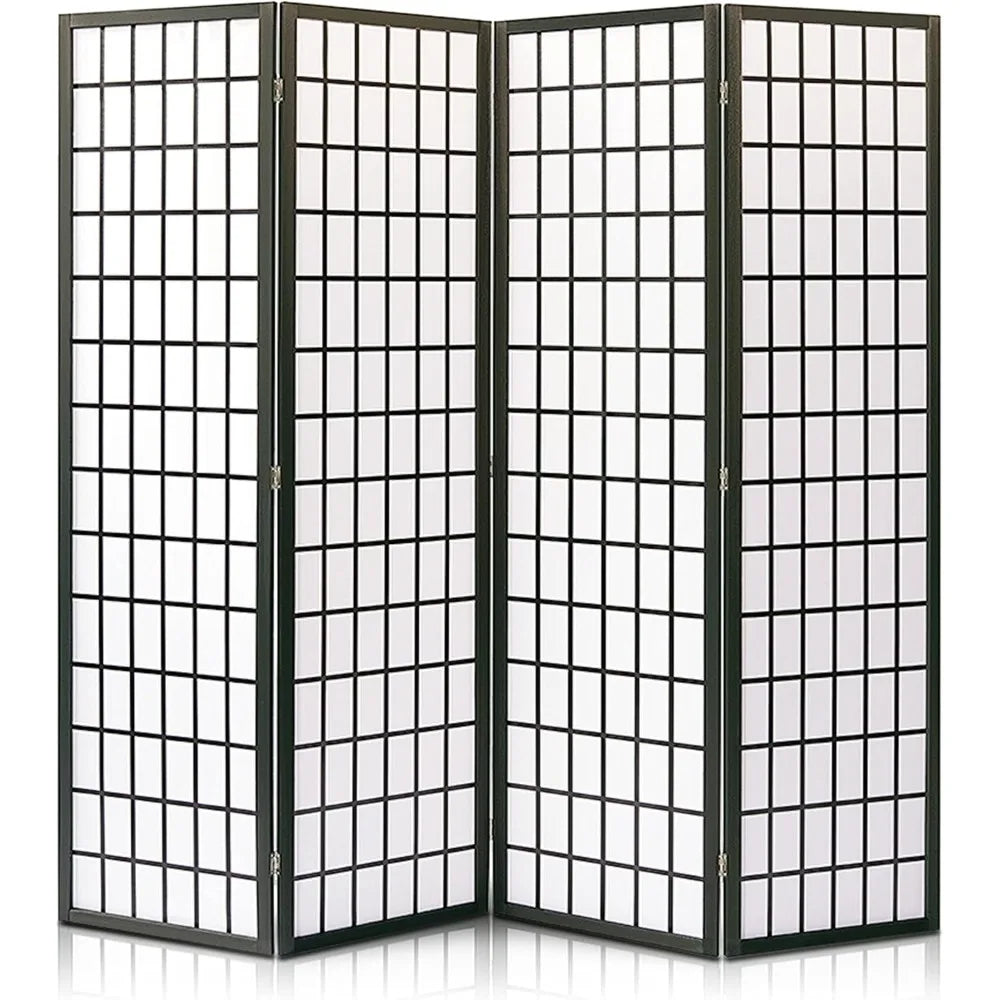 Classic Japanese Screen Room Divider Portable 4-Panel Folding Divider