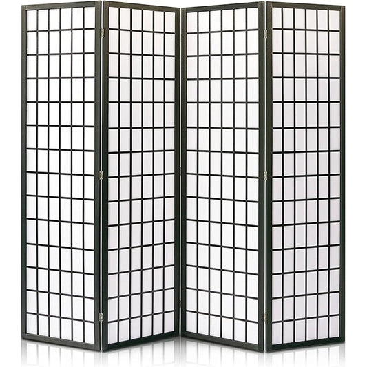 Classic Japanese Screen Room Divider Portable 4-Panel Folding Divider