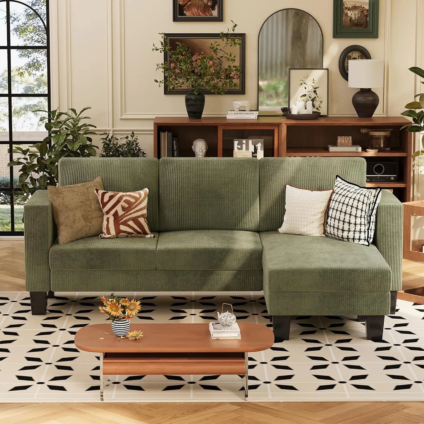 Ljustra Convertible Sectional Sofa Couch 3 Seat L-Shaped Small Space