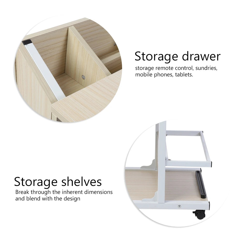 Portable Multifunctional Laptop Desk with Wheels and Storage Drawer