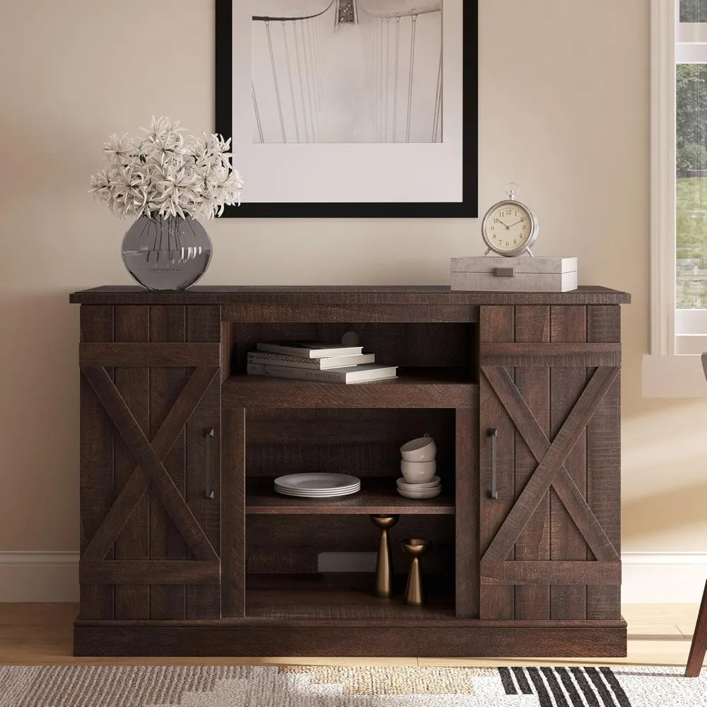 Industrial Rustic Wood TV Stand Media Console for TVs up to 50 Inch