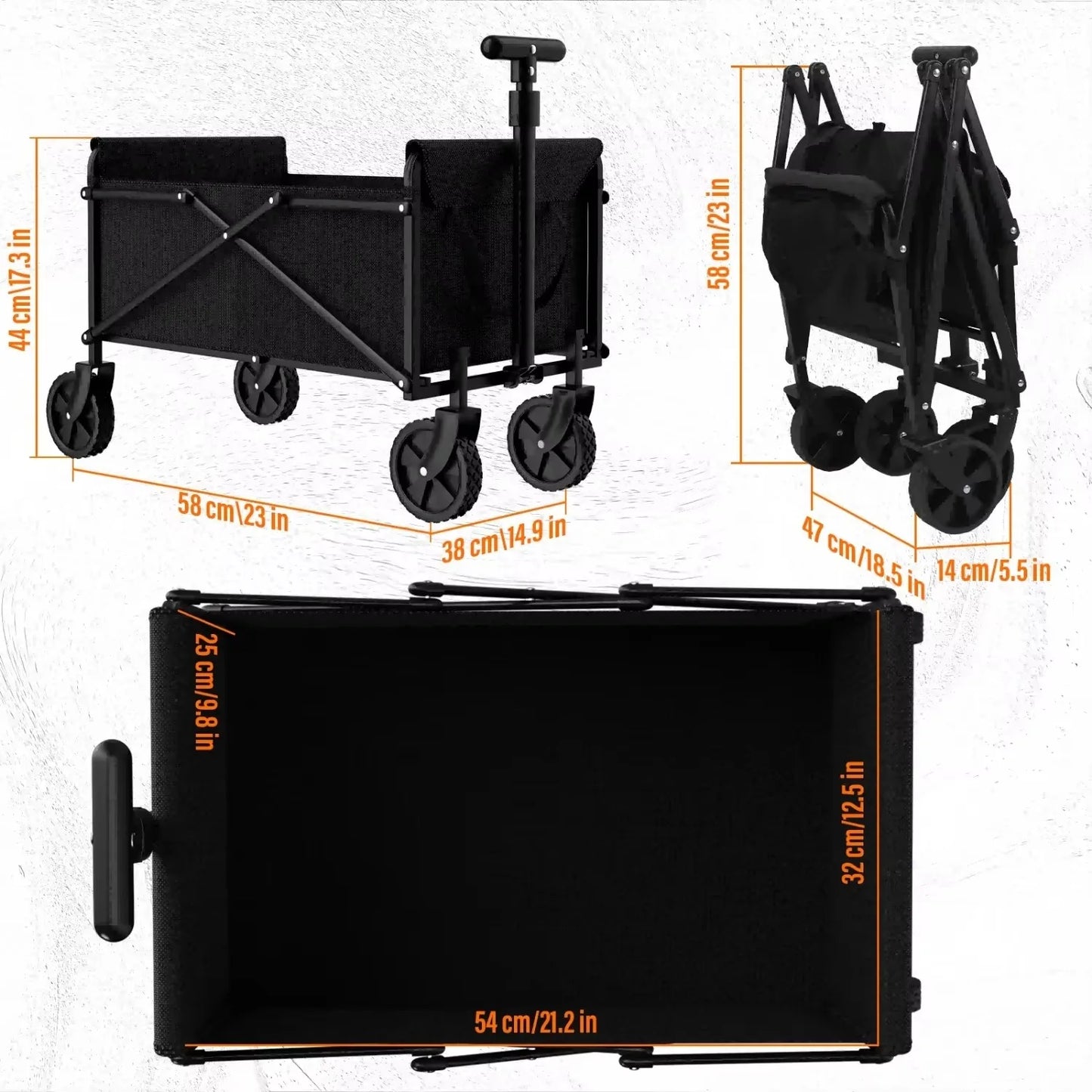 Foldable Garden Wagon Cart Portable Multi-function Trolley for Outdoor Use