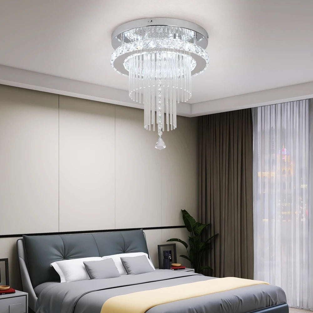 Drop Crystal Pendant Light Chandelier Ceiling Lamp for Dining Room