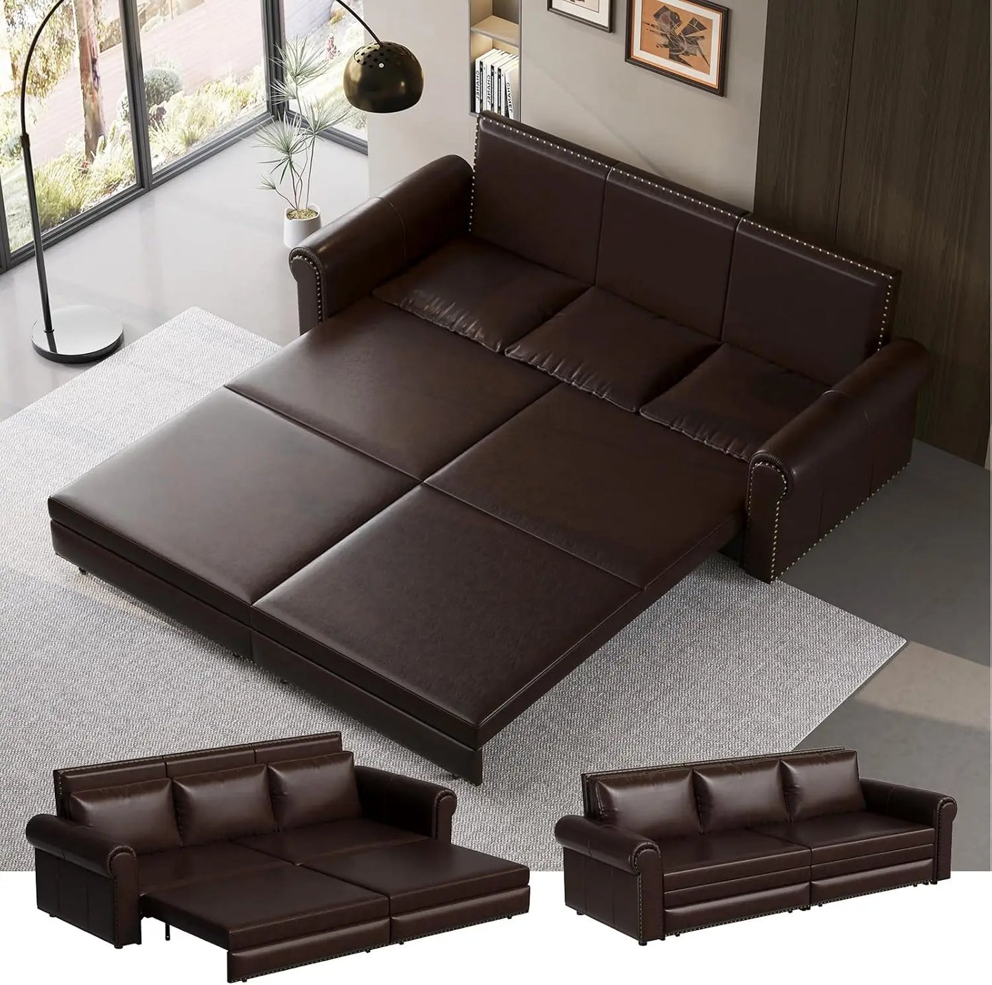 Ljustra 93 Inch King Pull Out Sofa Bed 3 in 1 Sleeper Couch