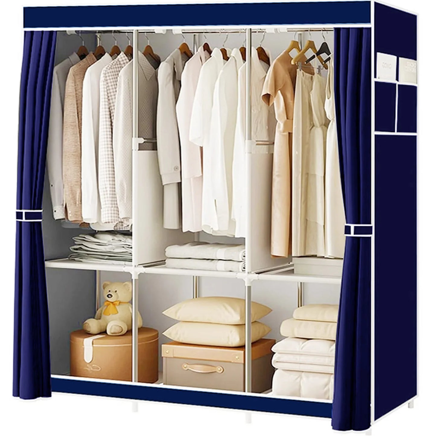 Portable Closet Organizer Rack Clothes Storage Shelf Easy Assembly