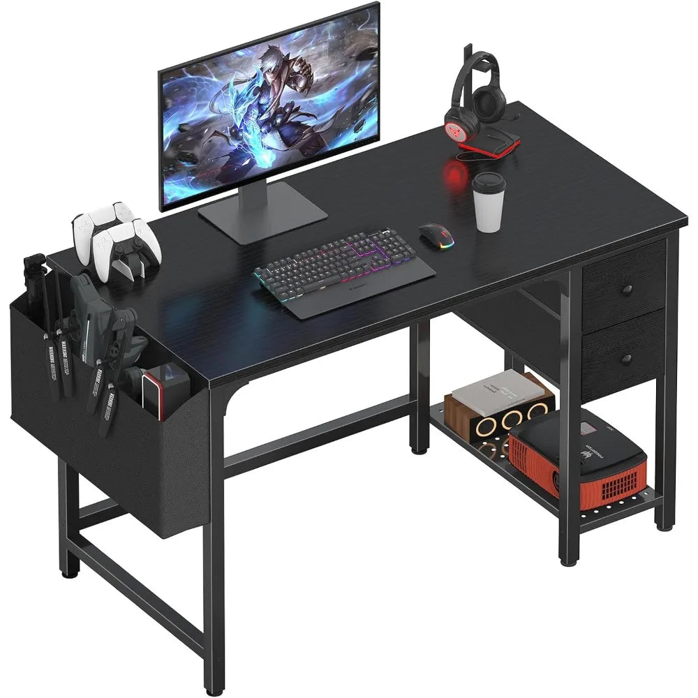 Compact Computer Desk with Drawers for Small Space Home Office Gaming