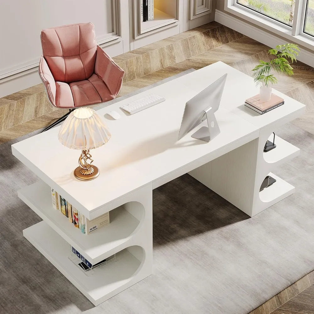 62 Inch Executive Office Desk Large Computer Writing Table Modern Workstation