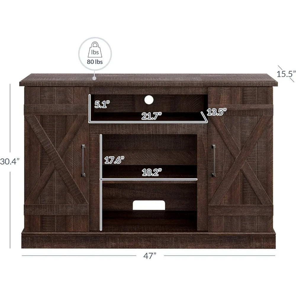 Industrial Rustic Wood TV Stand Media Console for TVs up to 50 Inch