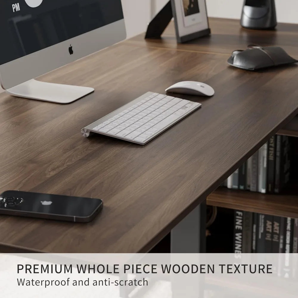 Electric Standing Desk Adjustable Height L-Shaped Executive Desk With Storage