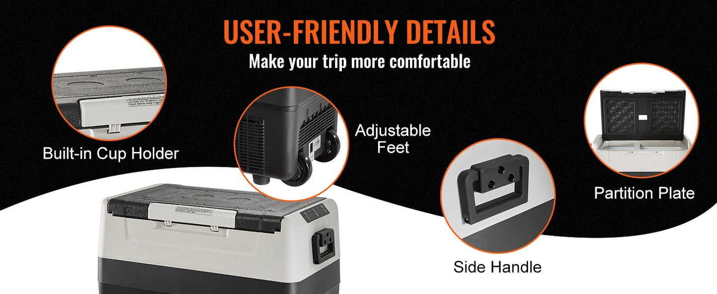 Ljustra Portable 35L Car Refrigerator with Wheels for Camping Travel