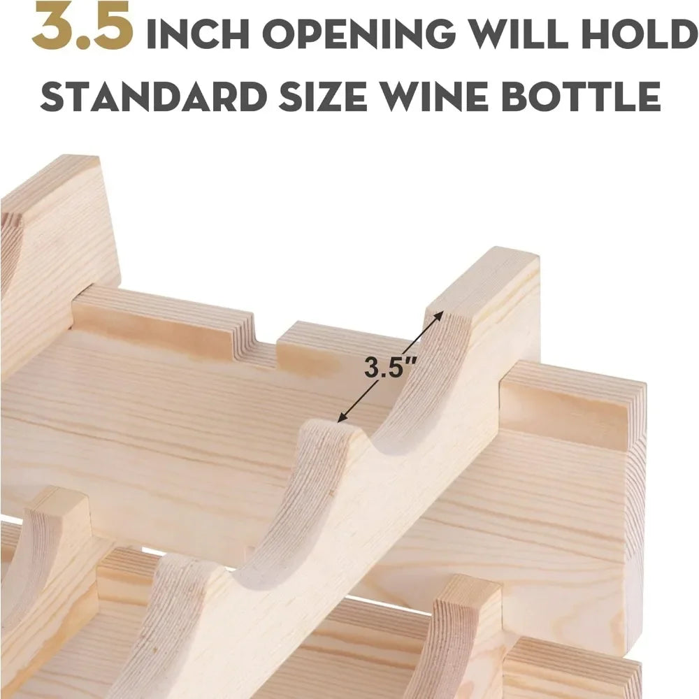 Stackable Modular Wine Rack Freestanding Wooden Storage Holder