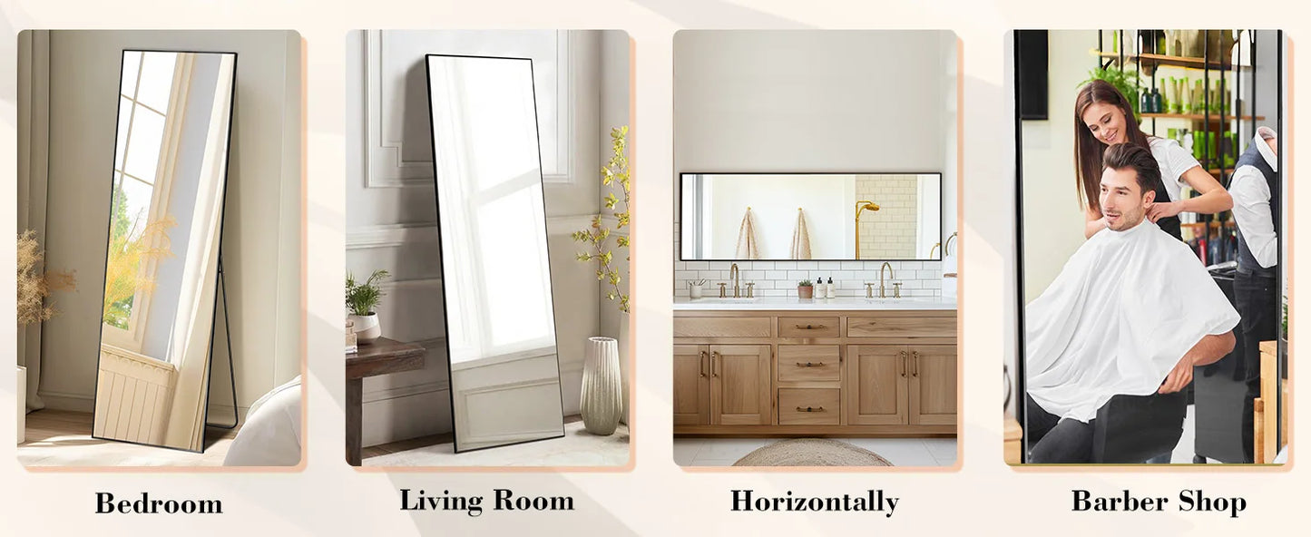 Ljustra 64x21 Full Body Wall Mirror Standing Hanging Leaning Aluminum Frame