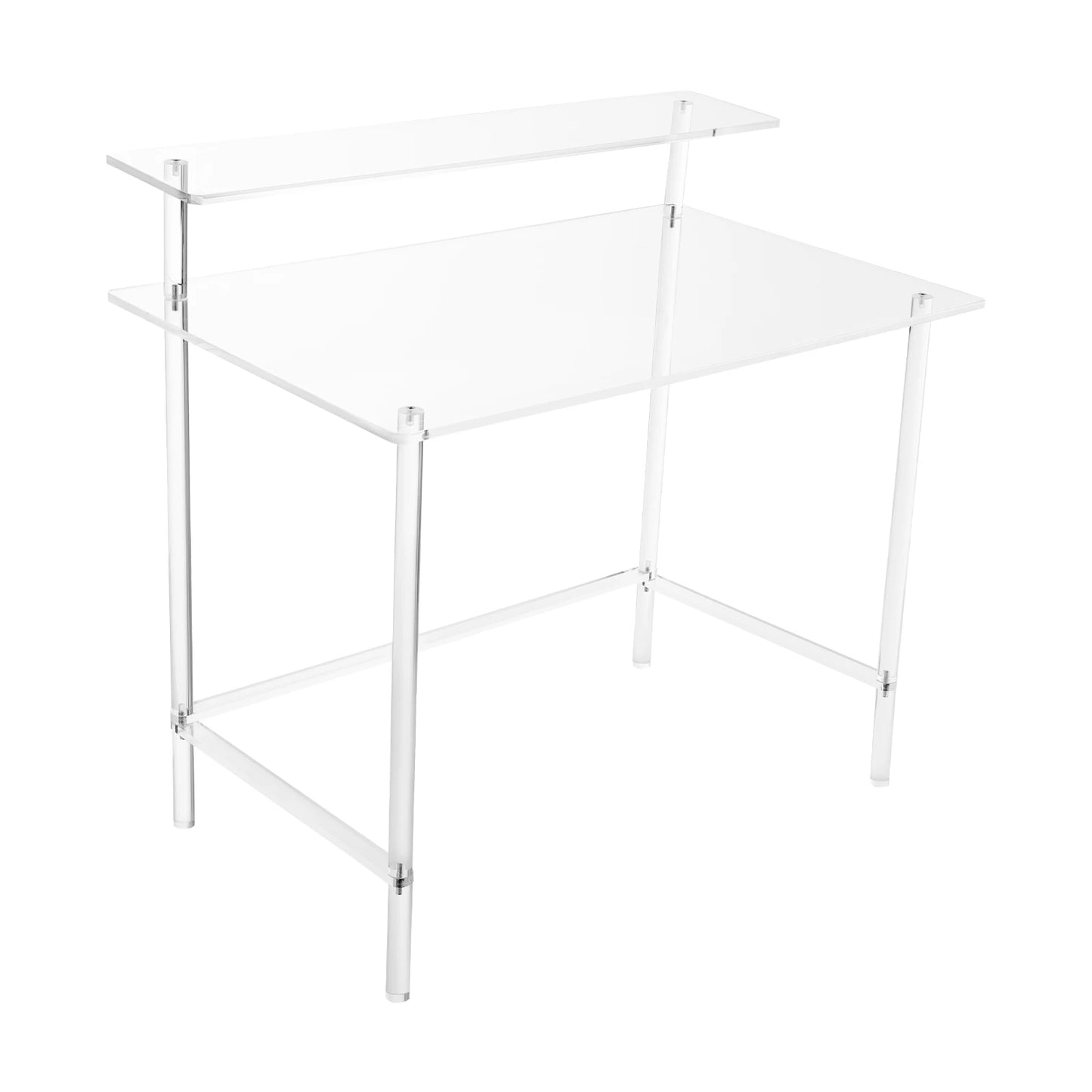 2-Tier Clear Acrylic Computer Desk Home Office Study Table Stylish Design
