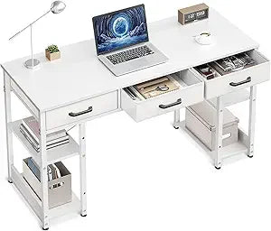 Small Office Desk with Fabric Drawers Modern Writing Table 48 Inch