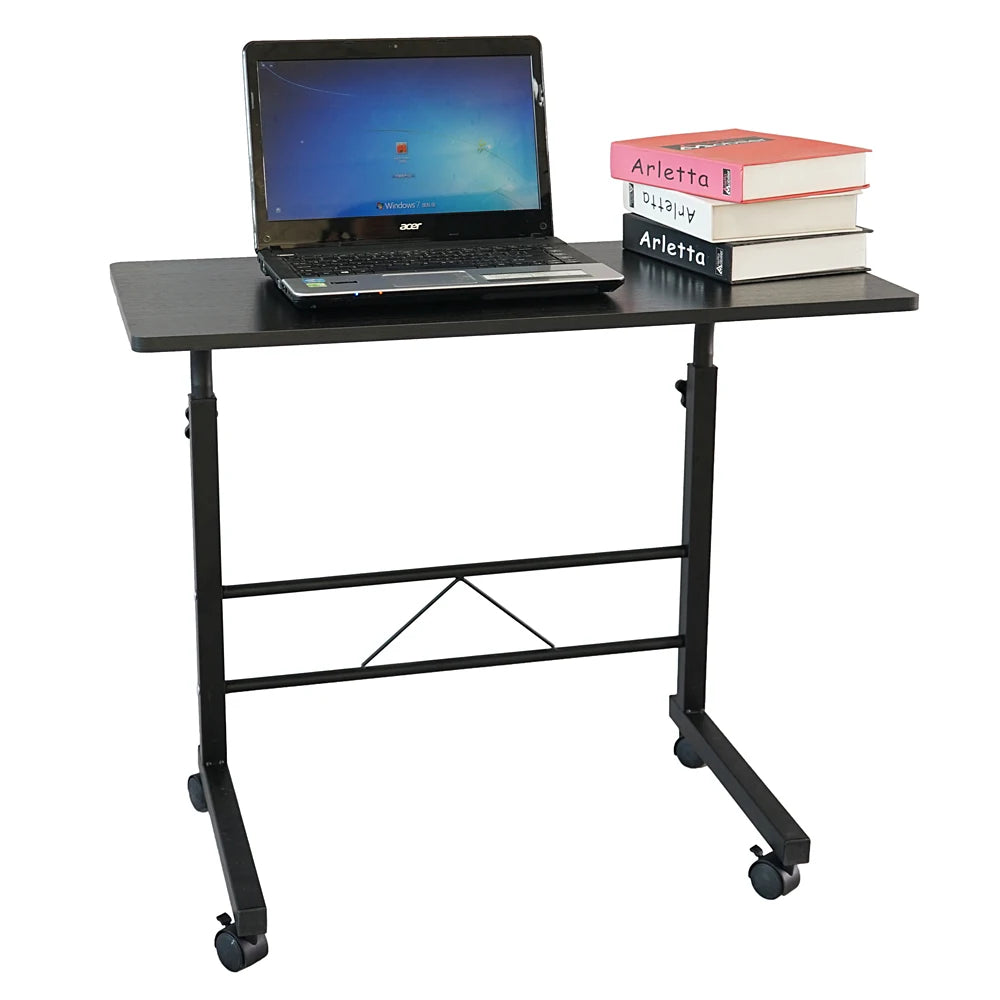 Adjustable Mobile Black Pipe Rack Computer Desk Modern Side Table