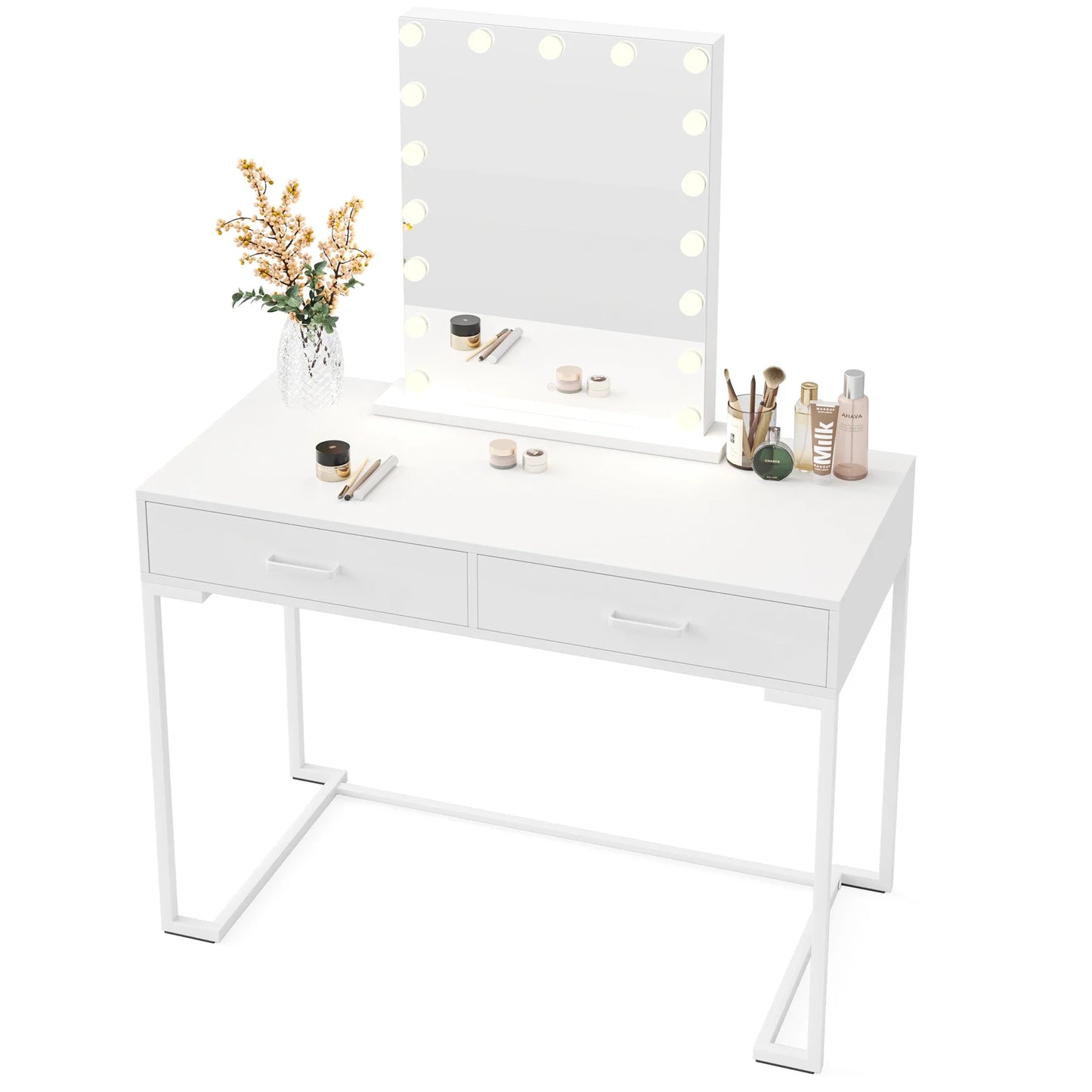 Ljustra Small Makeup Vanity Desk with 2 Drawers Modern Style for Women
