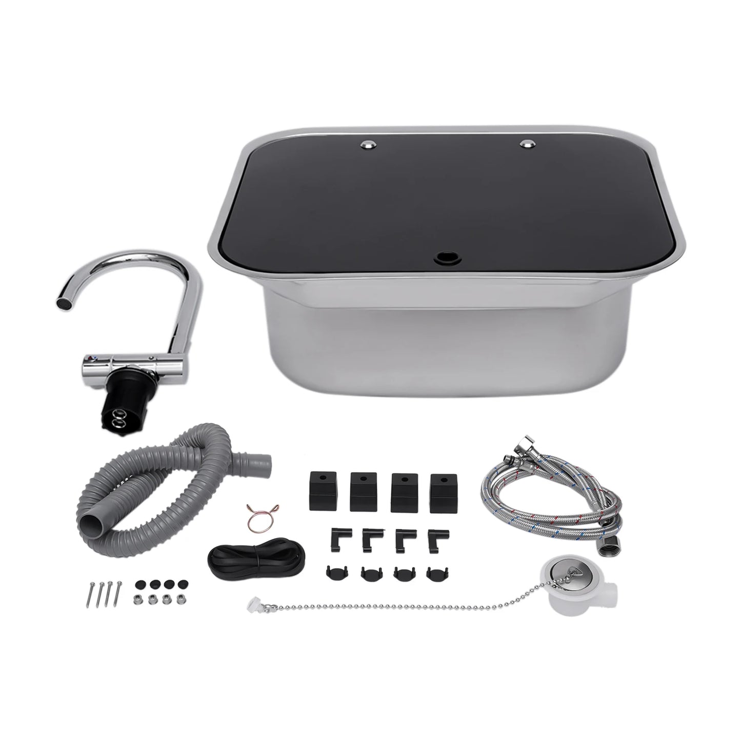 Steel Hand Wash Basin Sink with Tap for RV Caravan Boat Accessories