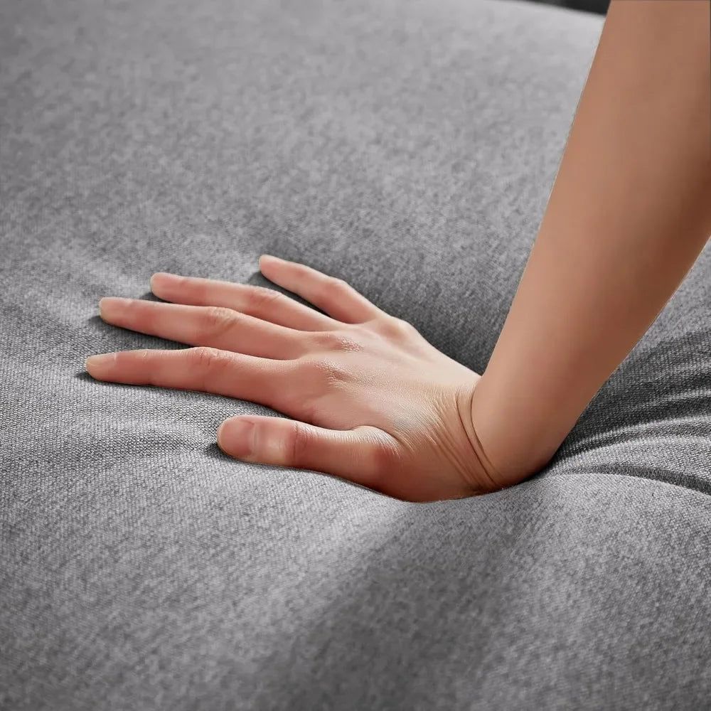 Modern U-Shaped Sectional Couch Polyester 4-Seater Double Chaise