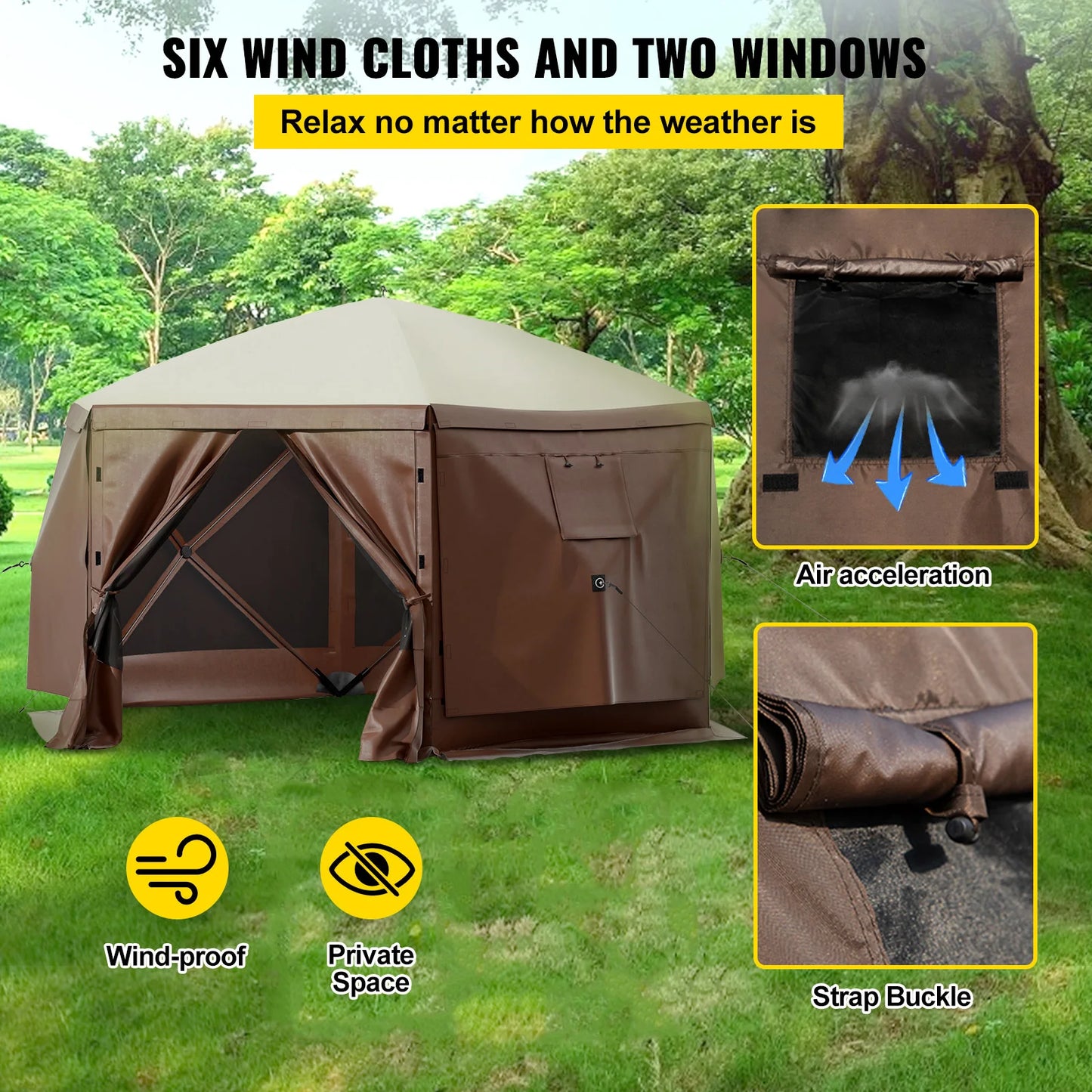 Ljustra Pop-up Camping Gazebo Tent 12' x 12' 10' x 10' Canopy Shelter