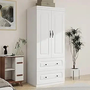 Ljustra Armoires Wardrobe Closet 74" High with 2 Doors and 2 Drawers