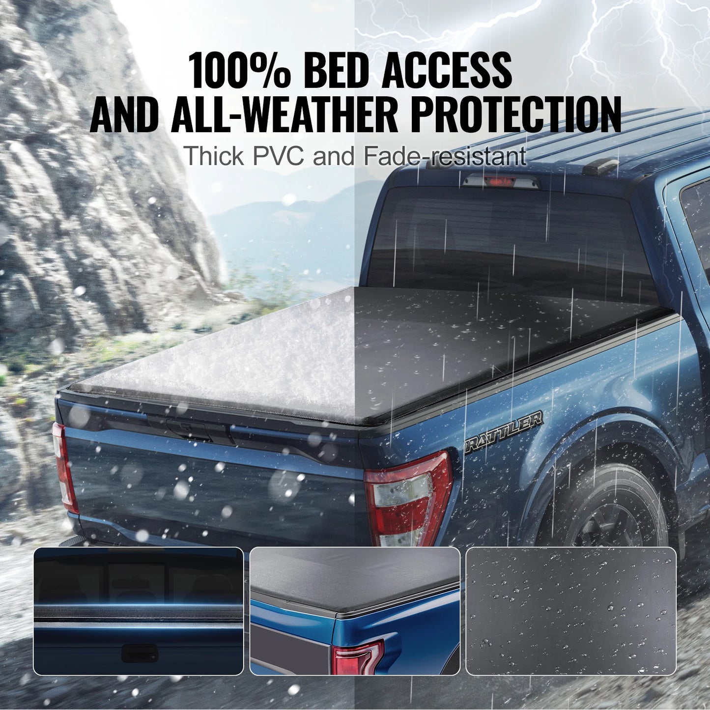 SucceBuy Roll Up Truck Bed Cover for 2009-2024 Ford F-150 5.5ft