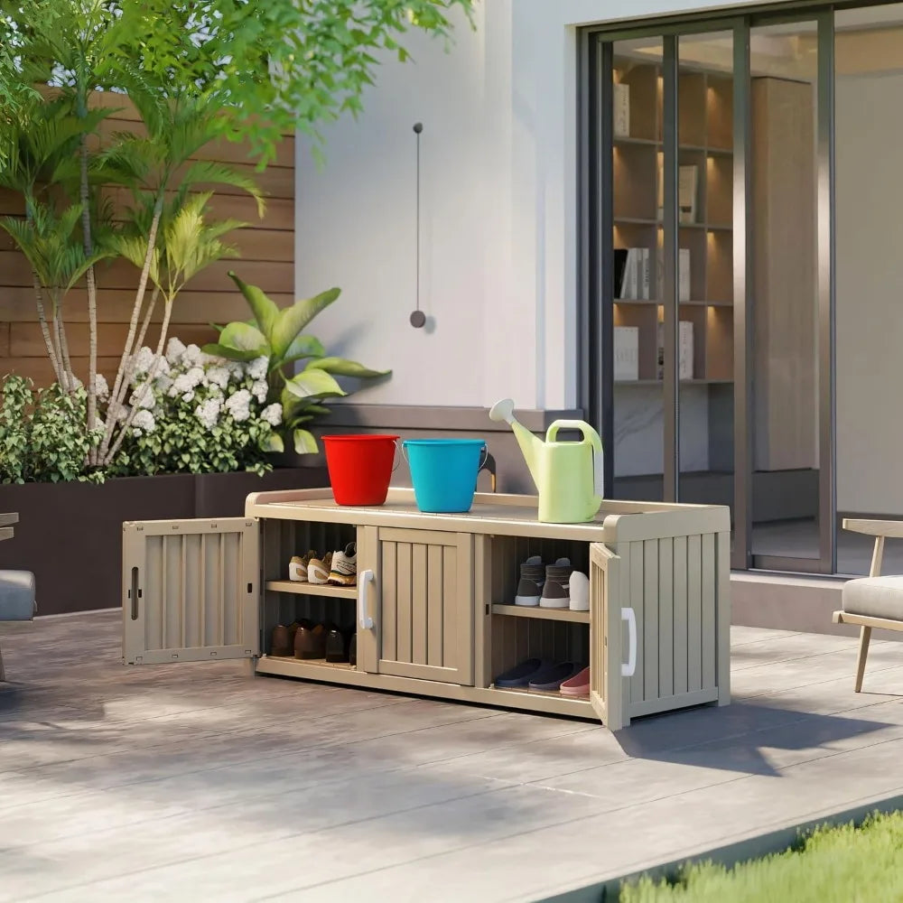 Waterproof Resin Shoe Bench Industrial Storage Adjustable Shelves