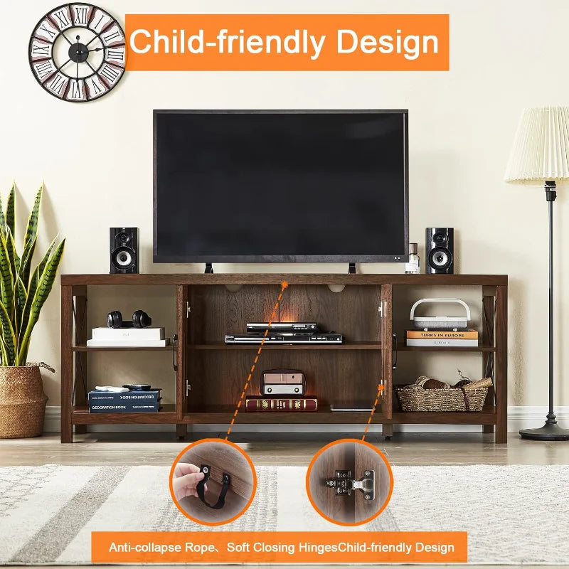 Ljustra Modern TV Stand for 75 Inch TV with Storage Soft Closing Doors