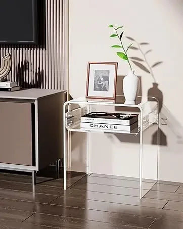 Acrylic Side Table Modern Nightstand for Bedroom Furniture 16.1'' x 11.8'' x 19.7''